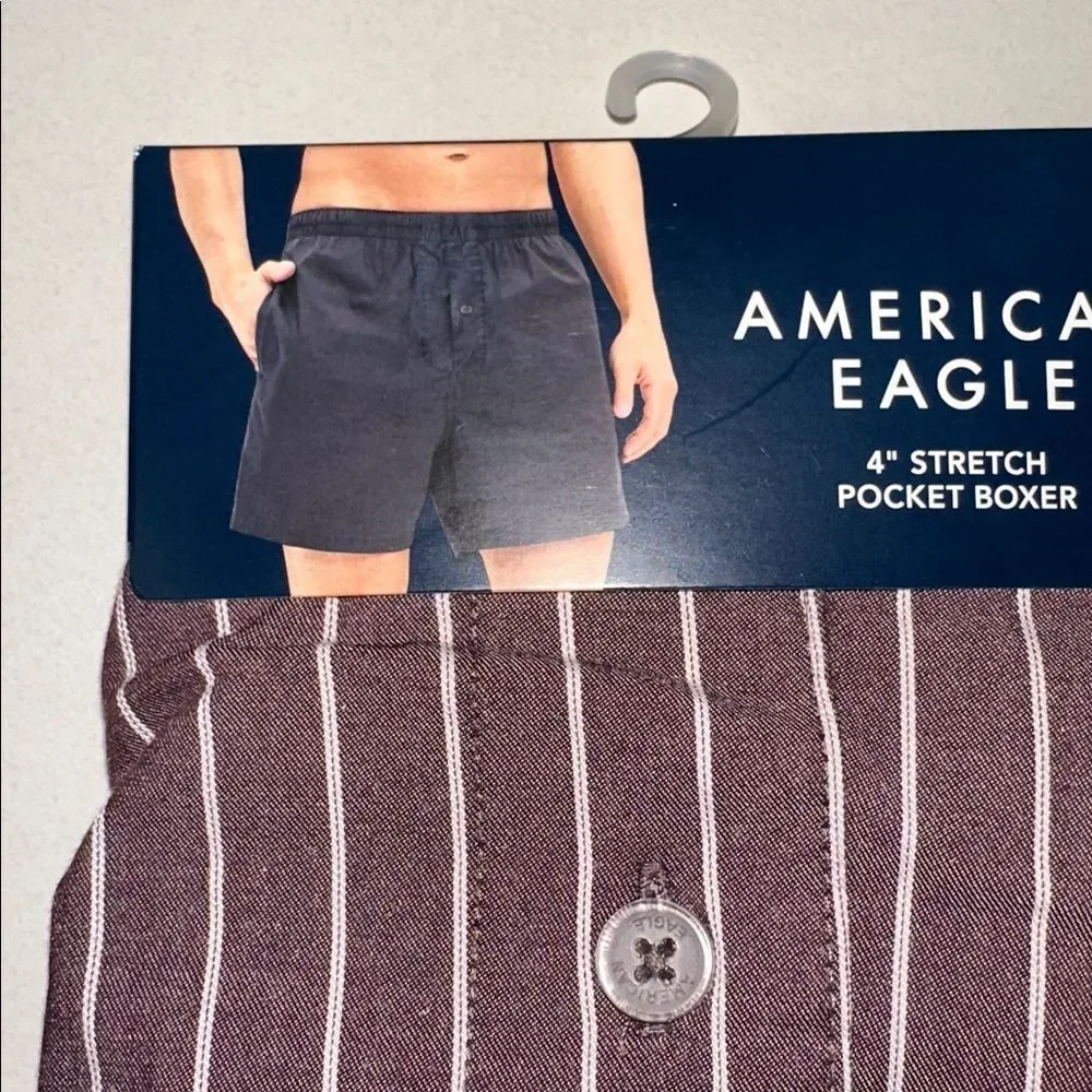 AE Burgundy White Pin Stripes 4” Stretch Pocket Boxer